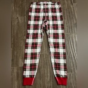 Hanna Andersson valentine pajamas lounge pant women's L red plaid organic cotton